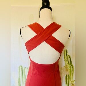 Lululemon Athletica Red Sleeveless Halter Sundress